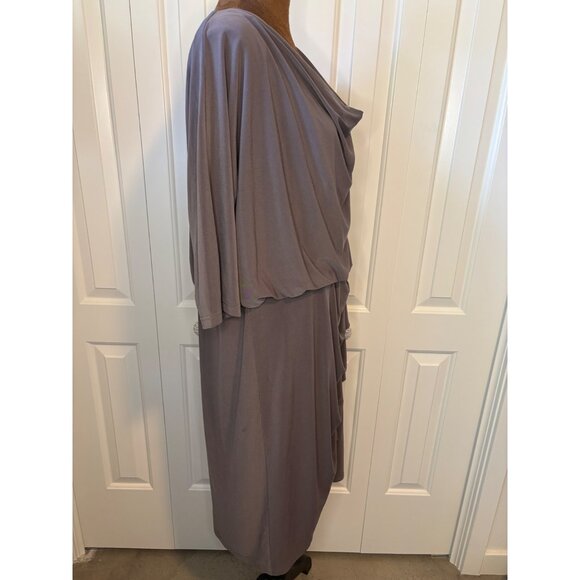 Adrianna Papell Womens Draped Cowl Neck Dress 14W Taupe Jersey - Picture 5 of 8